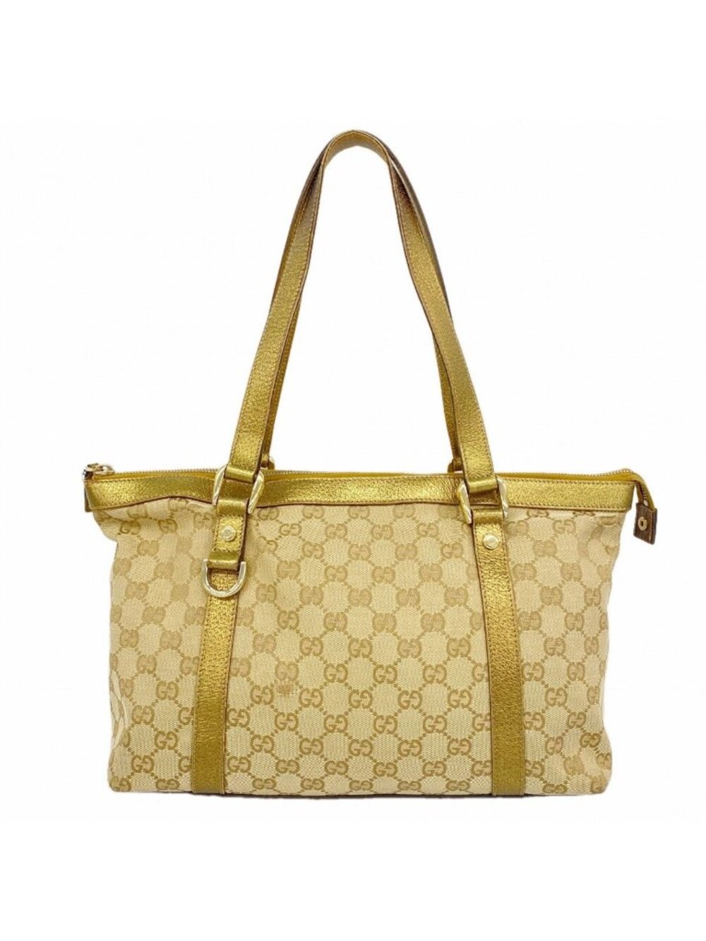 Gucci Handbag GG Canvas Beige Gold Champagne